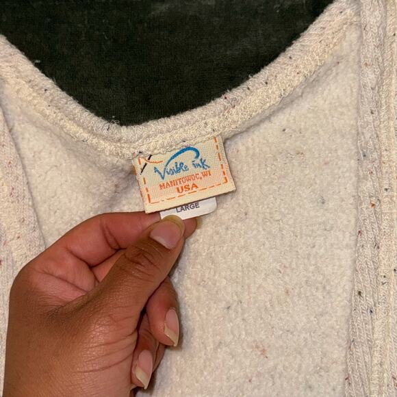 Vintage Invisible Ink Sweater Vest Large Cream/Beige Embroidered Fall Festive - Picture 6 of 7